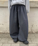 [BAONHAUS] Kotika Dot Denim Balloon Banding Wide Pants