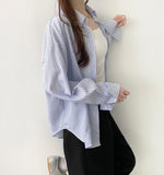 Striped loose fit long sleeve shirt