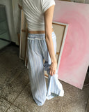 Niku Stripe Frill Banding Wide Pants