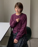 Qkel Color Round Knit Cardigan