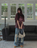 Flower Pigment Oversized Fit Short Sleeve