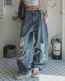 muse wide damage denim pants