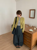 [BAONHAUS] Dendoru Ribbon Dot Raw Denim Pleats Wrap Skirt
