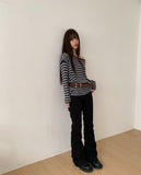 Mui Stripe Round Neck Loose Fit Knit