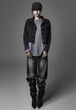 Grunge dark denim short jacket