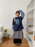 Dabiru Check Banding Layered Skirt