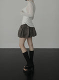 Woolen Cowl Neck Eyelet Halter Top