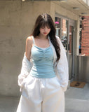 Kibble Ribbon Shirred Sleeveless Top