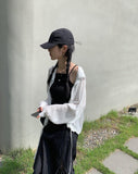 Chika strap nylon long skirt
