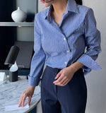 Kanye Stripe Wave Button Blouse
