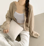 Fluffy Avant-Fit Shibori Alpaca Long Sleeve Cardigan