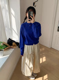 Lande color round knit cardigan