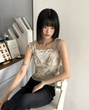 Jennings Flower Lace Frill Ribbon See-through Sleeveless