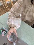 Lille Summer Check Ribbon Shirring Blouse