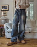 Norma Vintage Washing Wide Denim Pants