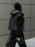 Black tech knit padding jacket