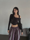 Precky One Shoulder Ribbed Cardigan