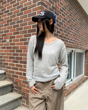 Pramer Basic V-neck Loose Fit Long Sleeve Knit
