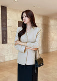Illy V-neck No Collar Jacket (Belt set)