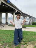 Inne Stripe Banding Wide Linen Pants