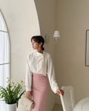 Rain Shirring Tie Blouse