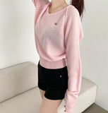 Colorful Pendant Point V-Neck Long Sleeve Knit