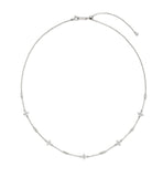Essence Silver (W) Moissanite Flower Station Necklace S