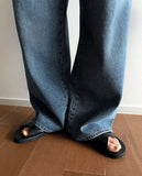 Roll-up wide washing denim