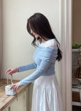 Bella Shirt Color Matching Layered Off-Shoulder T-shirt