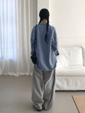 [UNISEX] Barket Vintage Oversized-fit Stitch Denim Long Sleeve Shirt