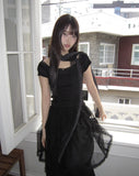 Vucky Lace Square Neck Slim Short Sleeve T-shirt