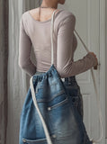 Basic Heat V-neck Long-sleeved T-shirt