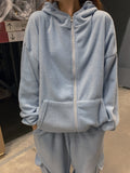 Toto Fleece String Two-Way Hooded Zip-Up