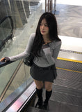 Oen Dot Slit Belt Mini Skirt