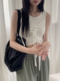 Hino Balletcore Eyelet Ribbon Cropped Sleeveless