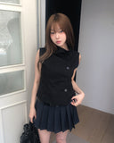 Near Unbalance High Neck Button Top