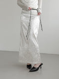 Rose Jacquard Satin Long Skirt