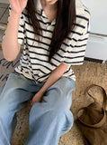 Caldis Stripe Collar Short Sleeve Tee