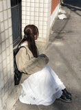 Pebble Tiered Frill Lace Tulle Long Skirt