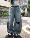 Pave Vintage Damage Balloon Denim Pants