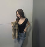Feminine Sexy Ribbon Shirring Smoked Banding Sleeveless Blouse