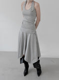 Folding Unbalanced Flare Midi Skirt