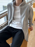 Brushed two-way hooded zip-up