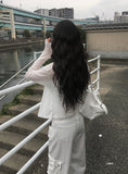 Kudo Button Hood See-Through Long Sleeve Cardigan