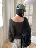 Selena V-neck Angora Long Sleeve Knit