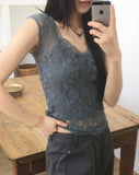 Nuvo See-through Lace Short Sleeve T-shirt
