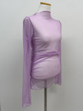 See-Through Shirring Layered Polar T-shirt