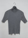 [Plan] Ribbed mock neck slim fit half T-shirt