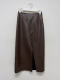 Leather Slit H-ine Long Skirt
