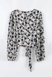 Cropped Wrap Flower Blouse